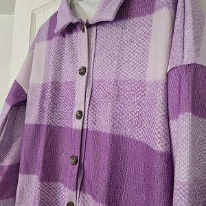 Purple Plaid Button-Up Shirt